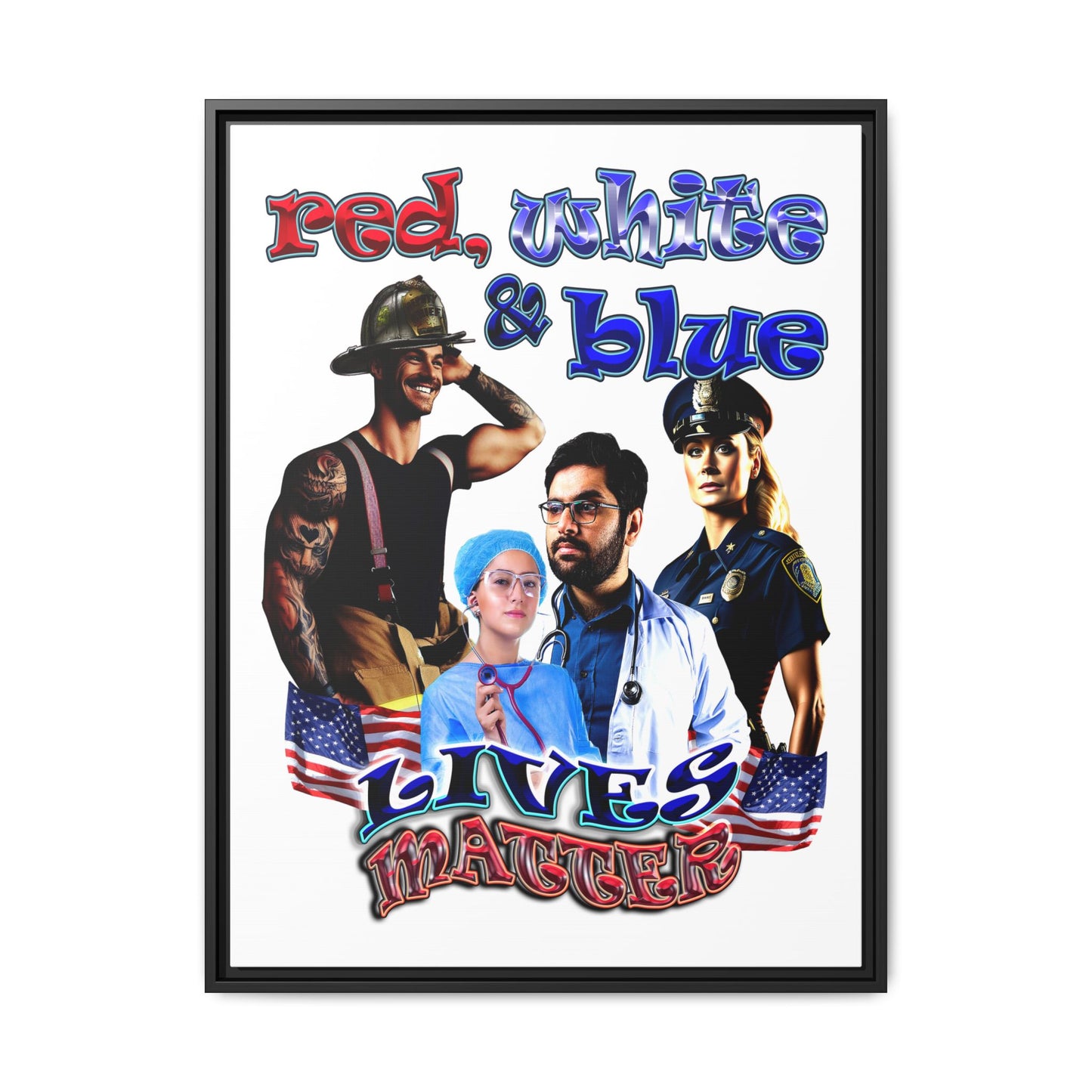 rw&b lives matter - framed canvas art (white)