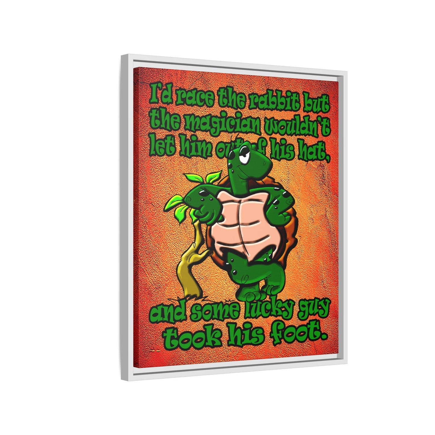 turtle race - framed canvas art (burnt orange)