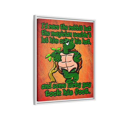turtle race - framed canvas art (burnt orange)