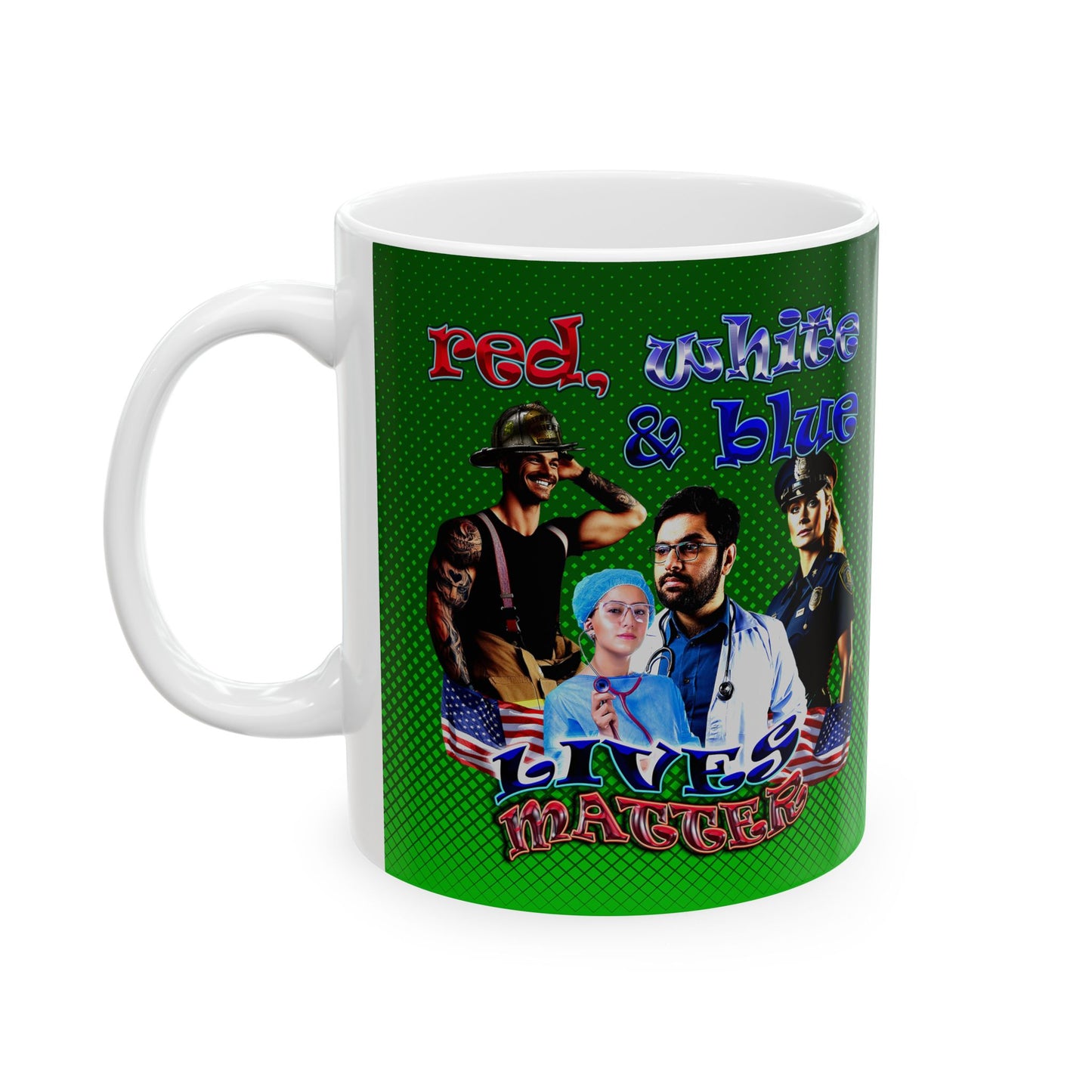 rw&b lives matter - White Mug (logo green)