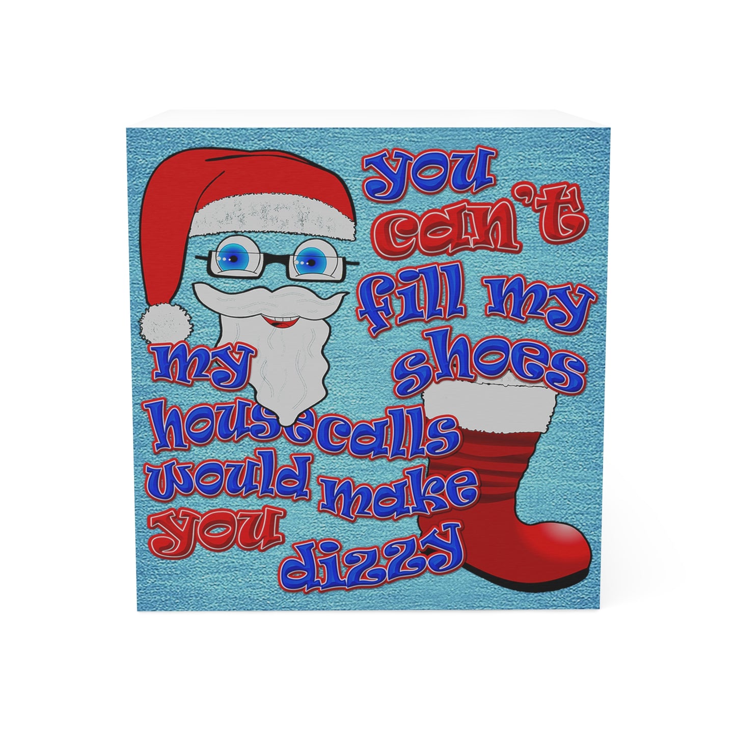 santa's shoes - note cube (faded blue)