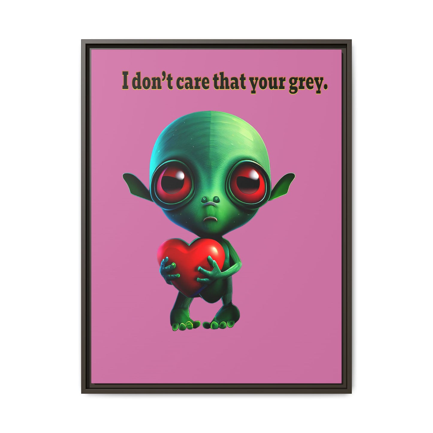 I don't care that your grey - framed canvas art (light pink)