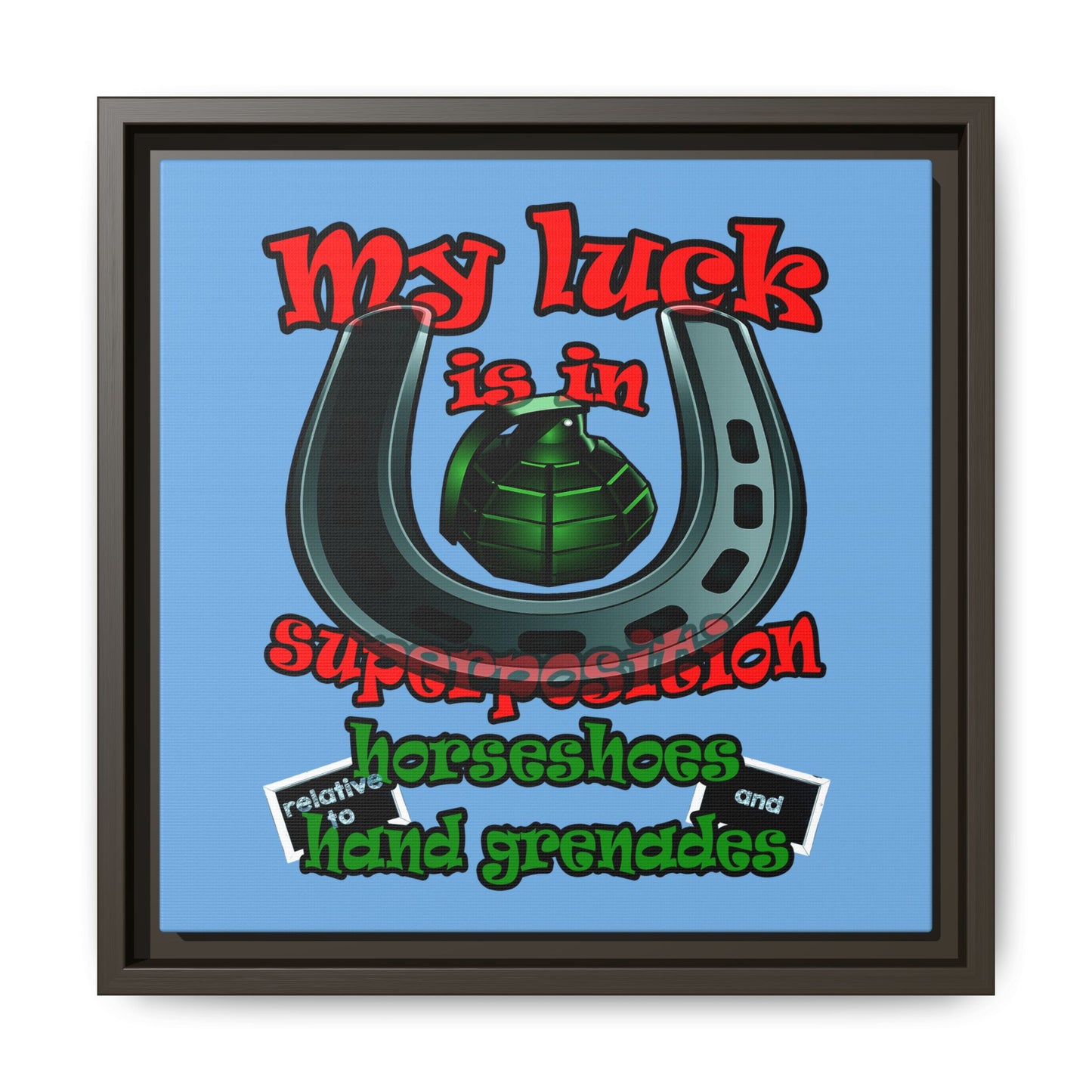 my luck - framed canvas art (light blue)