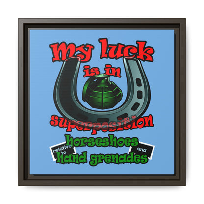 my luck - framed canvas art (light blue)
