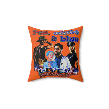 rw&b lives matter - Faux Suede Square Pillow - (orange)