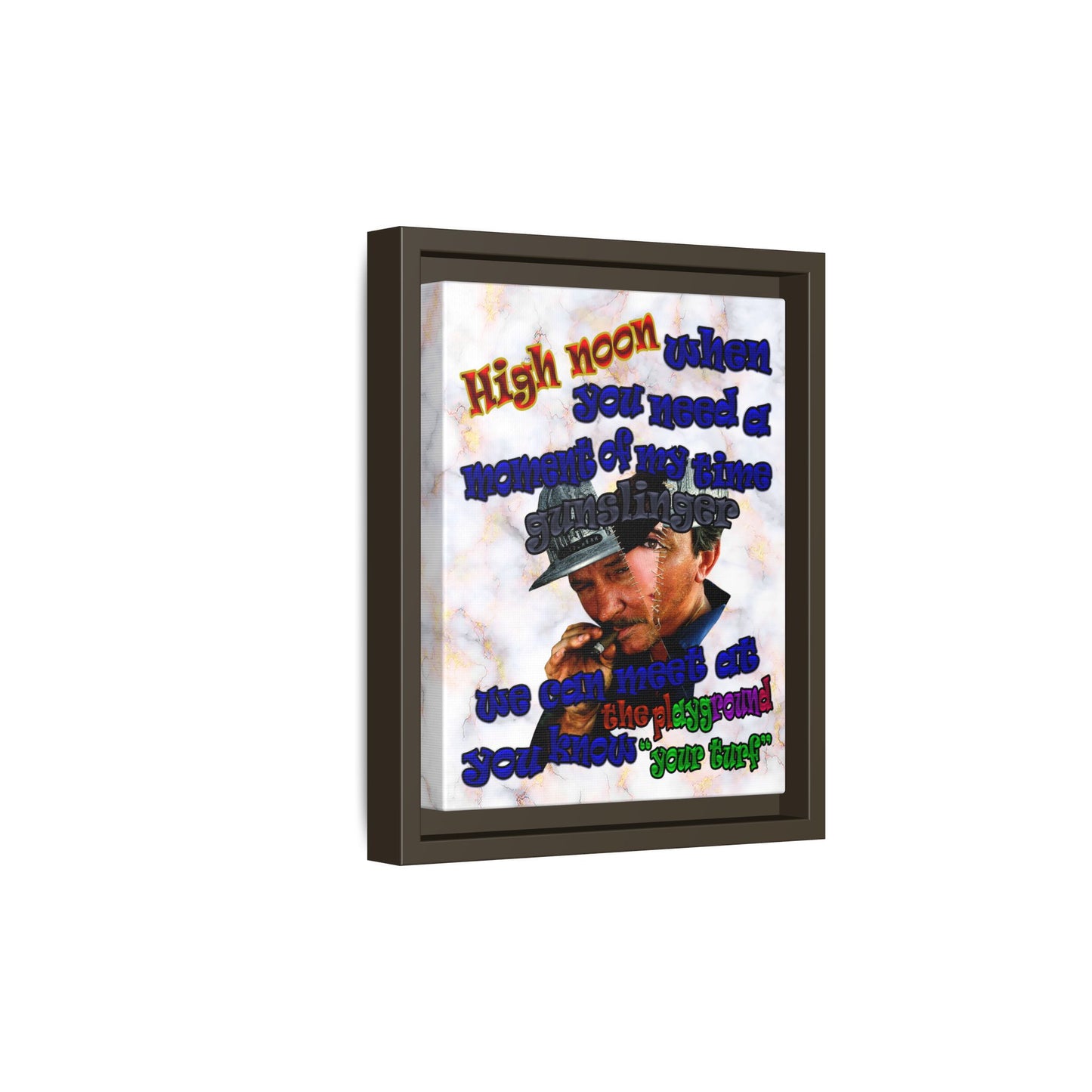 high noon - framed canvas art (white marble)