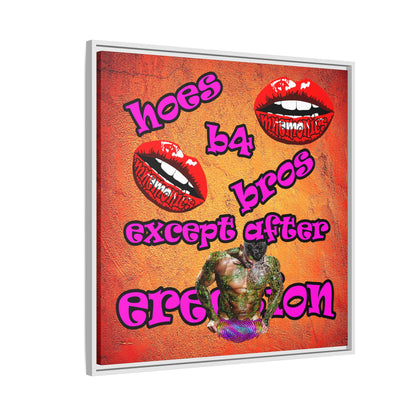 hoes b4 bros - framed canvas art (burnt orange)