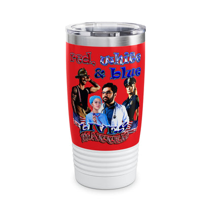 rw&b lives matter - Ringneck Tumbler, 20oz (red)