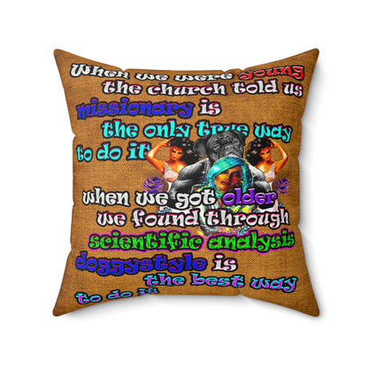 doggystyle - Spun Polyester Square Pillow - (dichromatic brown papyrus)