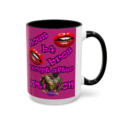 hoes b4 bros - Accent Mug (pink)