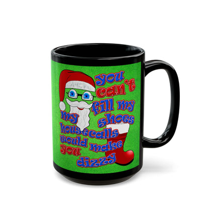 santa's shoes - Black Mug (green turf)