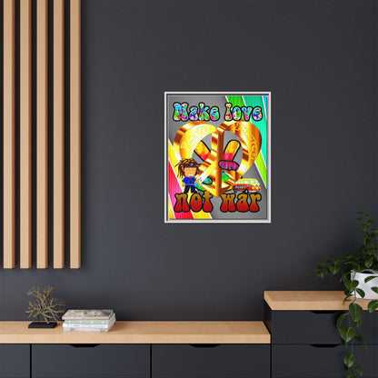love peace - framed canvas art (rainbow split)