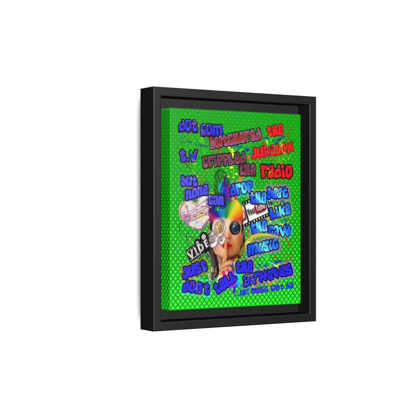 drop the beat - framed canvas art (logo green)