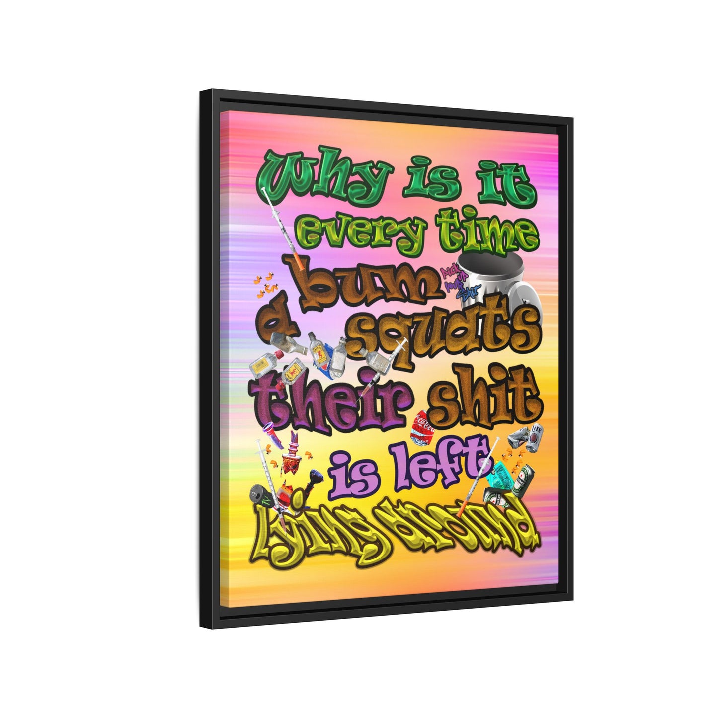 the bum's shit - framed canvas art (color blur)