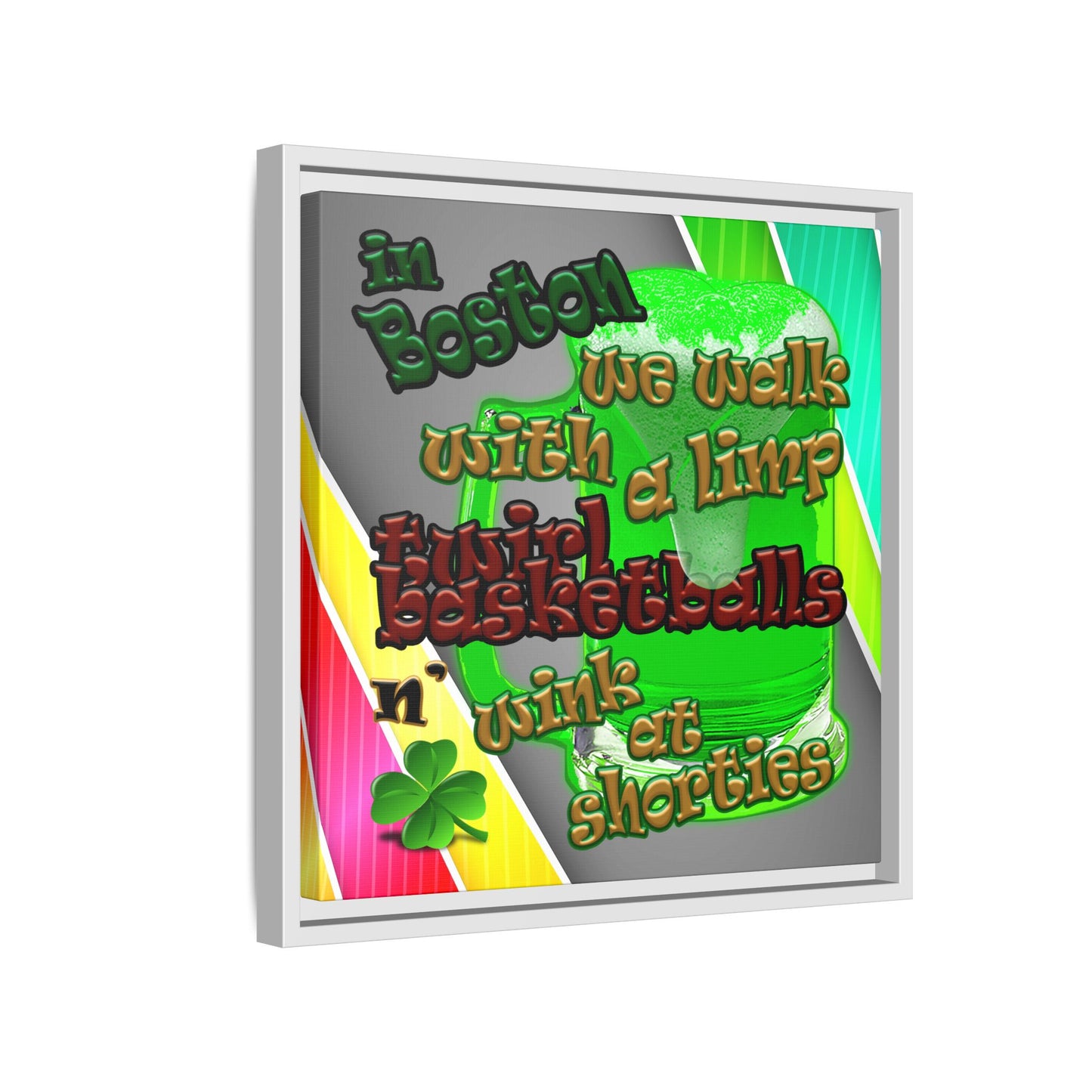 celtics logo - framed canvas art (rainbow split)