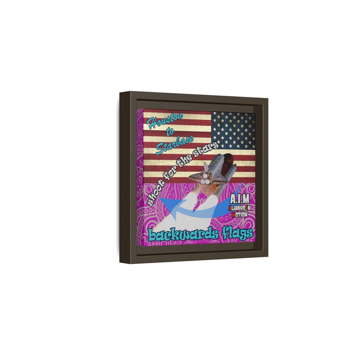 shoot for the stars - framed canvas art (pink swirl)