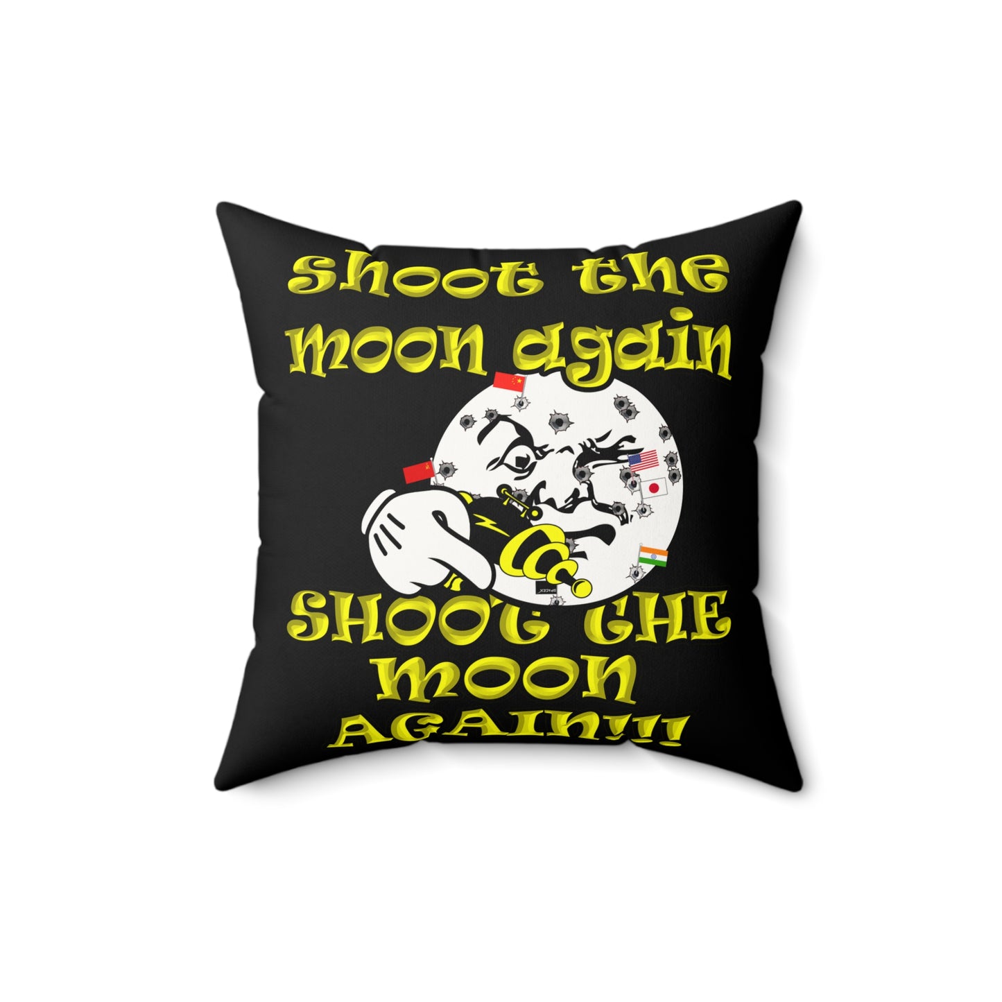 shoot the moon again - Faux Suede Square Pillow - (black)