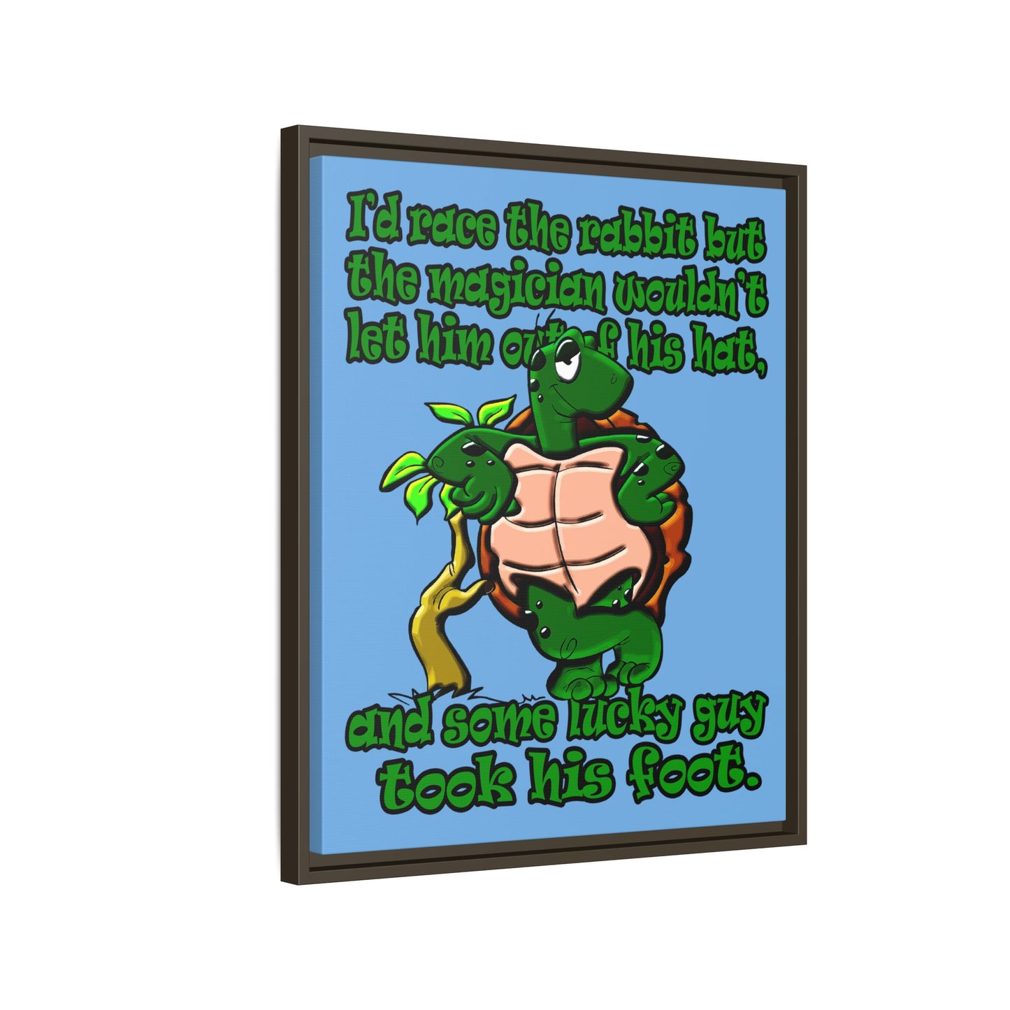 turtle race - framed canvas art (light blue)