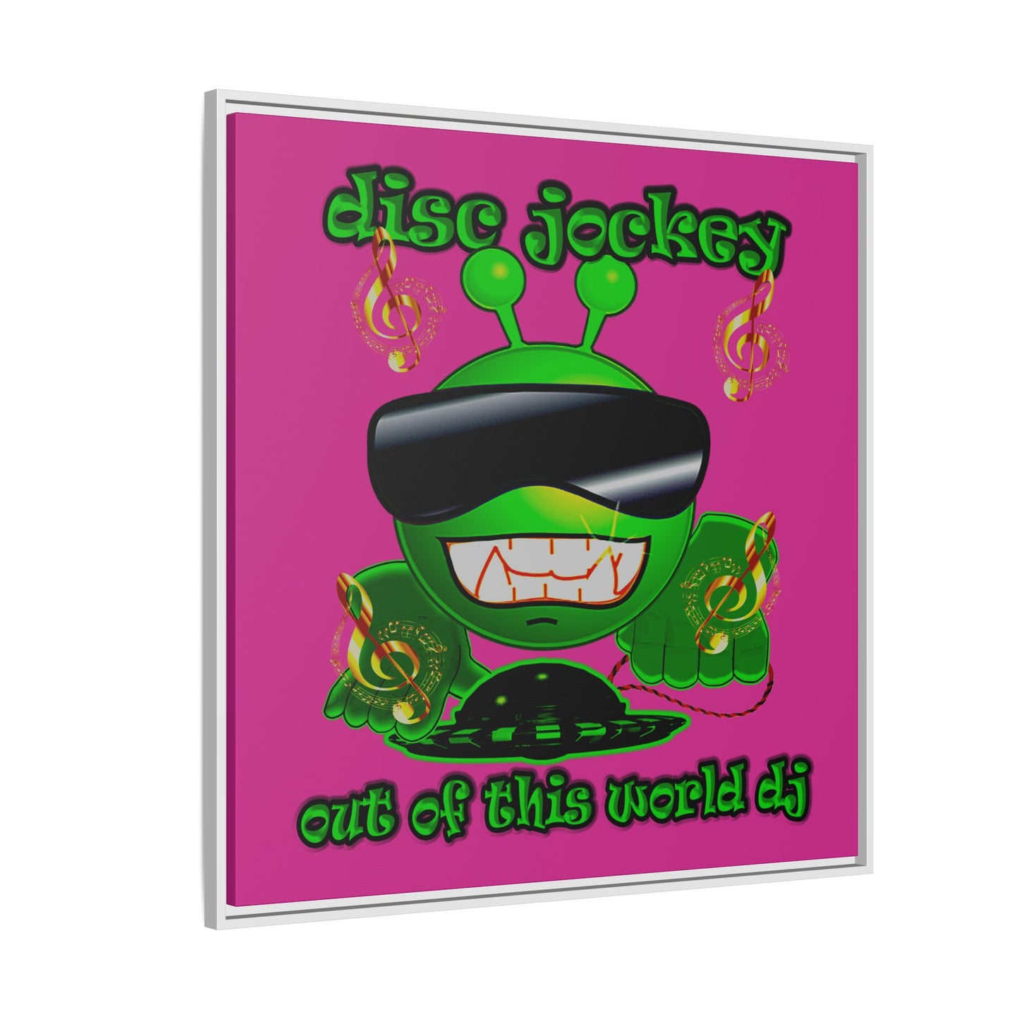 disc jockey - framed canvas art (pink)