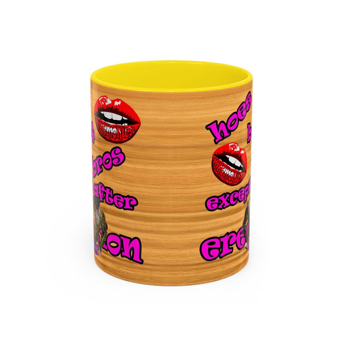 hoes b4 bros - Accent Mug (butterscotch wood finish)