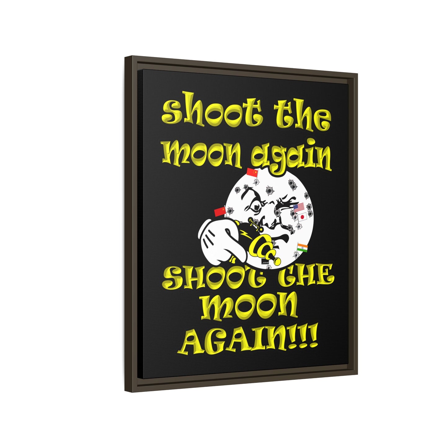 shoot the moon again - framed canvas art (black)