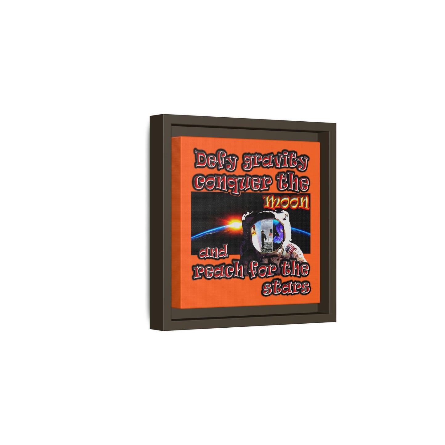 defy conquer reach - framed canvas art (orange)