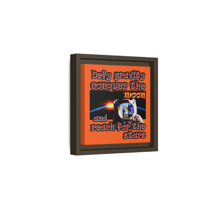 defy conquer reach - framed canvas art (orange)