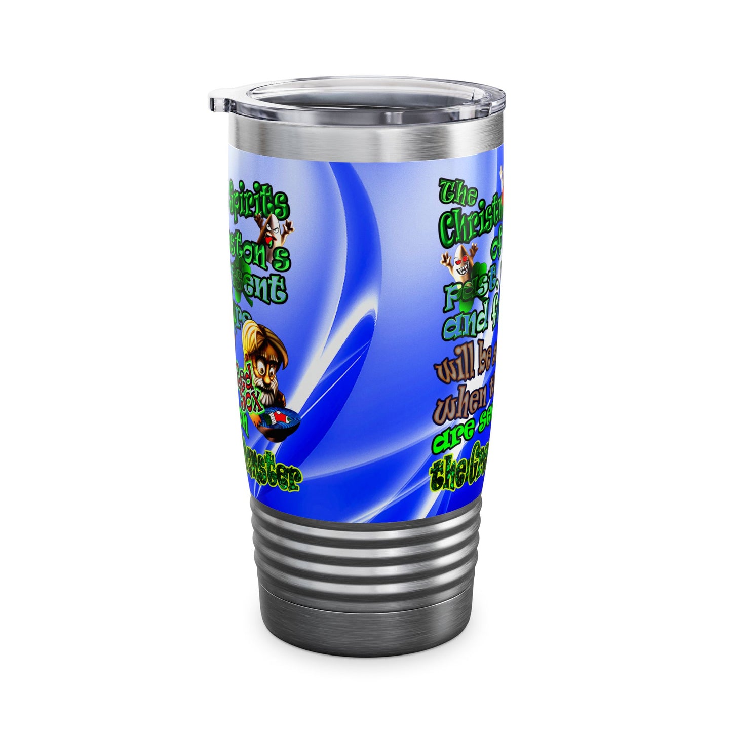 christmas spirits of boston - Ringneck Tumbler, 20oz (blue-white wave)
