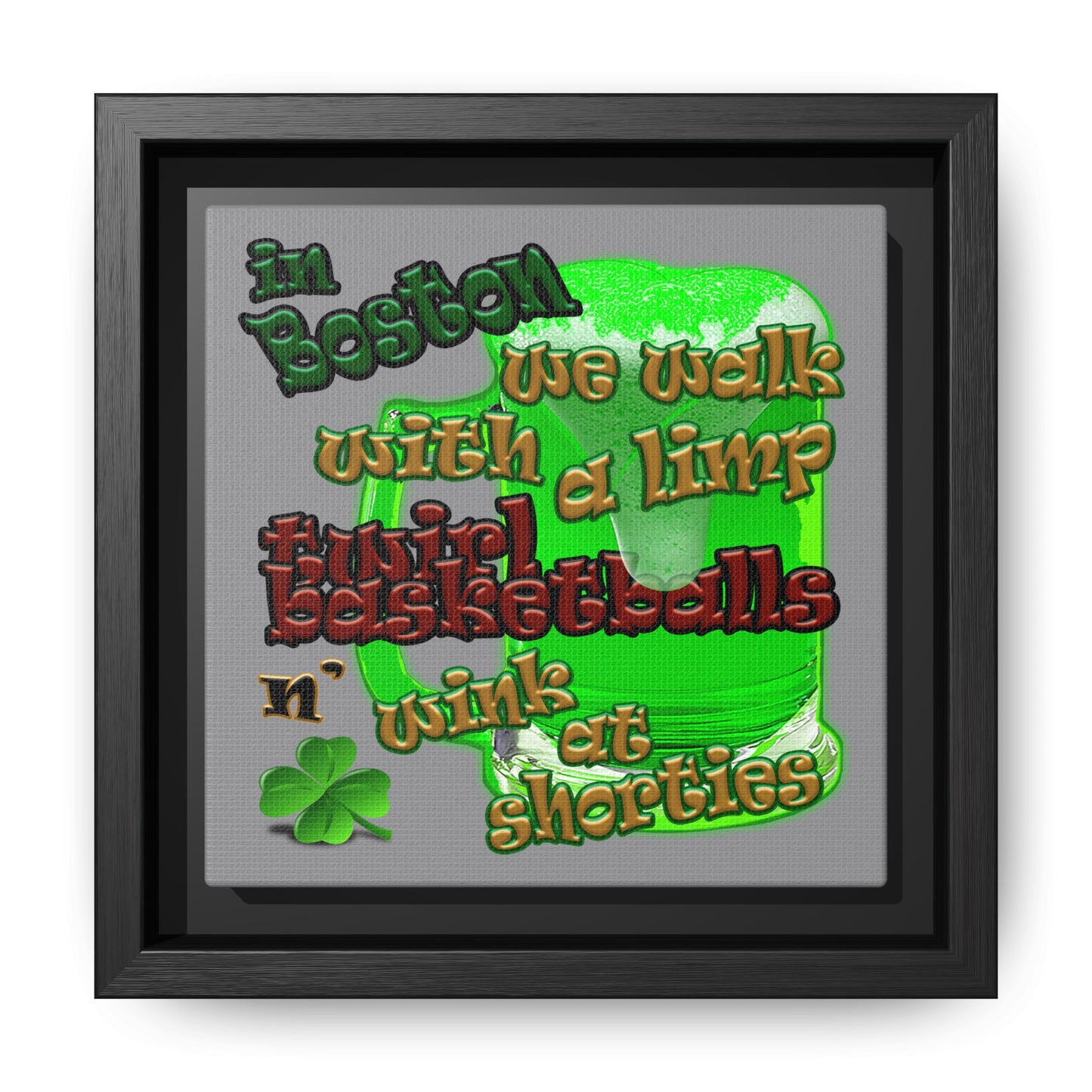 celtics logo - framed canvas art (grey)