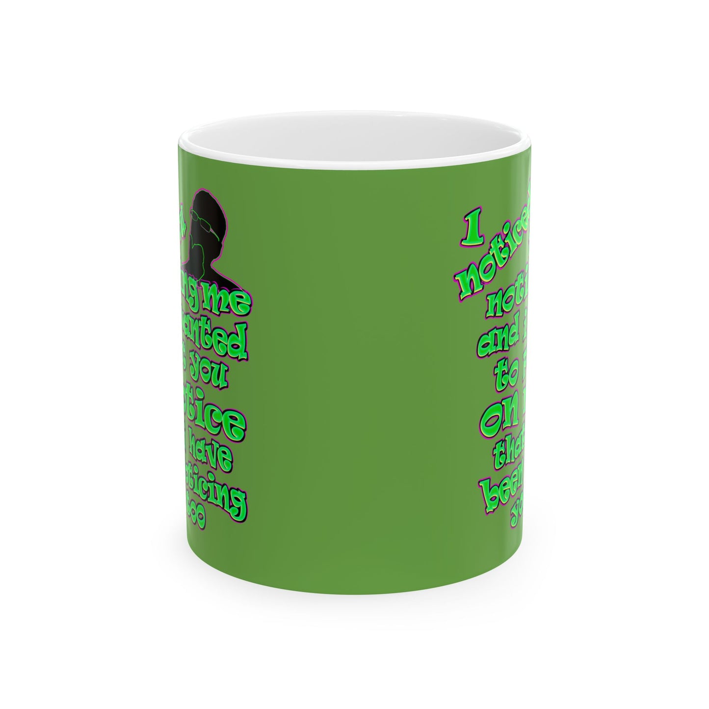 noticed you noticing - White Mug (green)