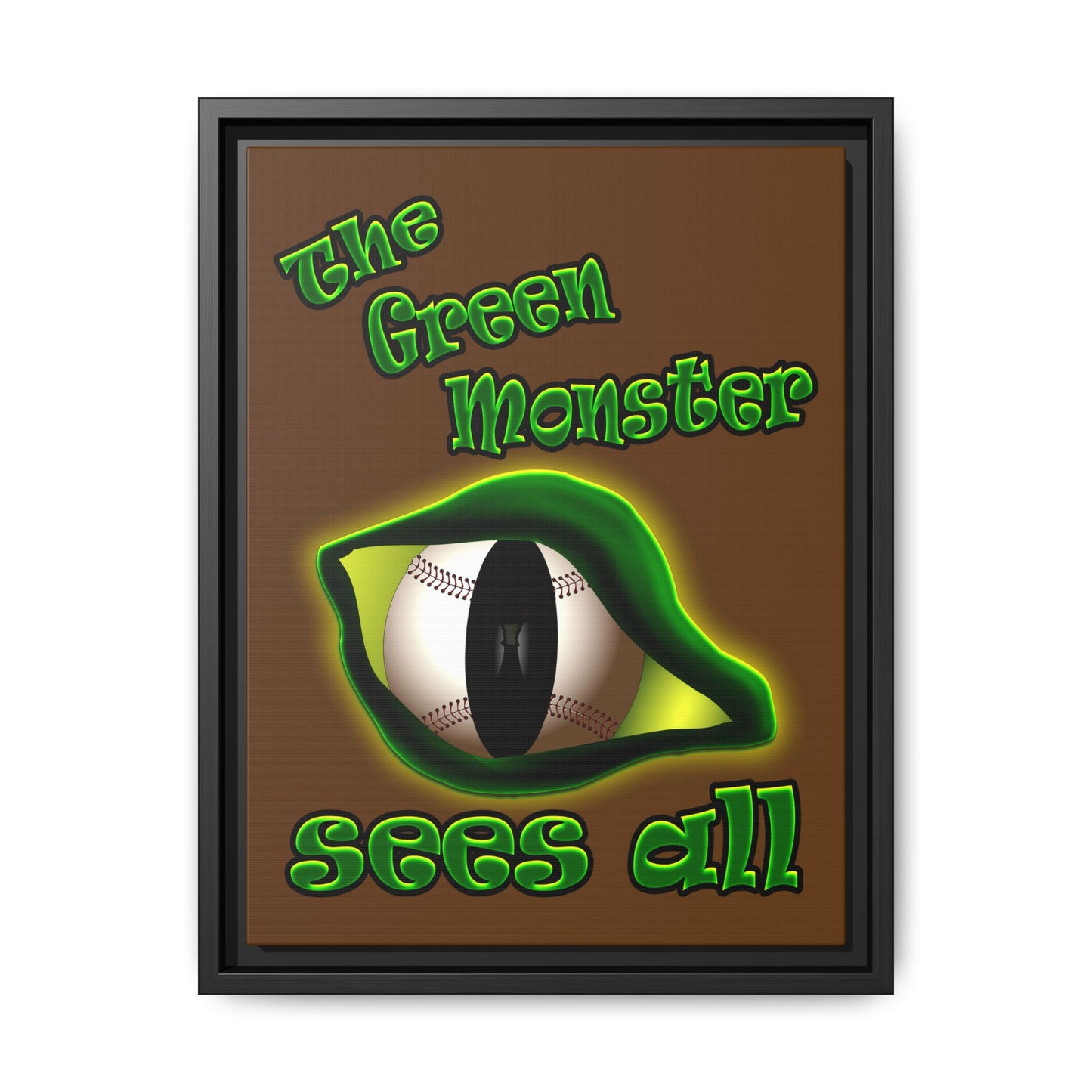 green monster - framed canvas art (brown)