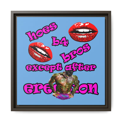 hoes b4 bros - framed canvas art (light blue)