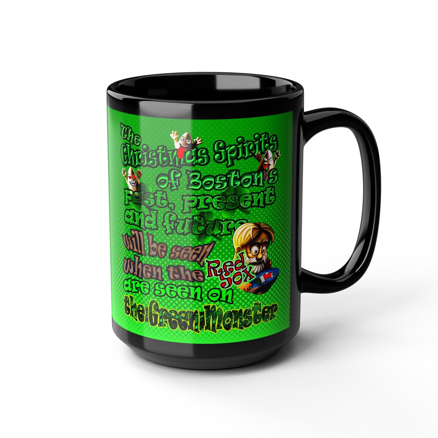 christmas spirits of boston - Black Mug (logo green)
