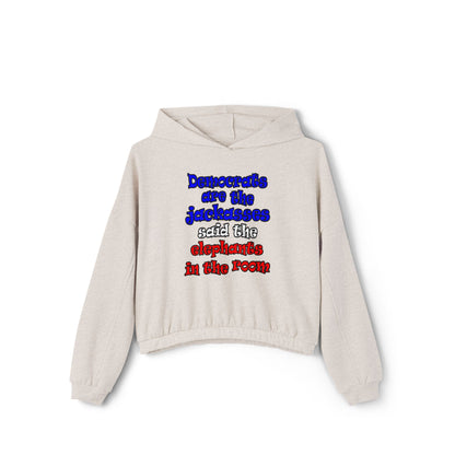 donkeys and elephants - Women's Cinched Bottom Hoodie