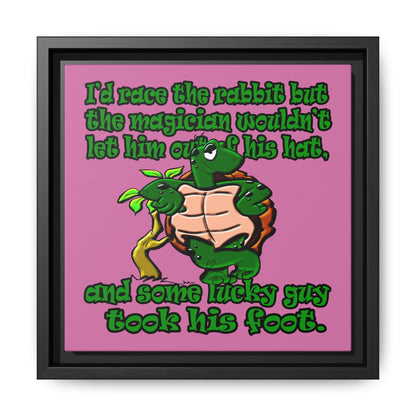 turtle race - framed canvas art (light pink)