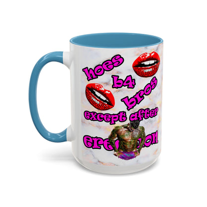 hoes b4 bros - Accent Mug (white marble)