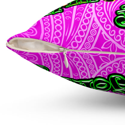 og - Spun Polyester Square Pillow - (pink swirl)