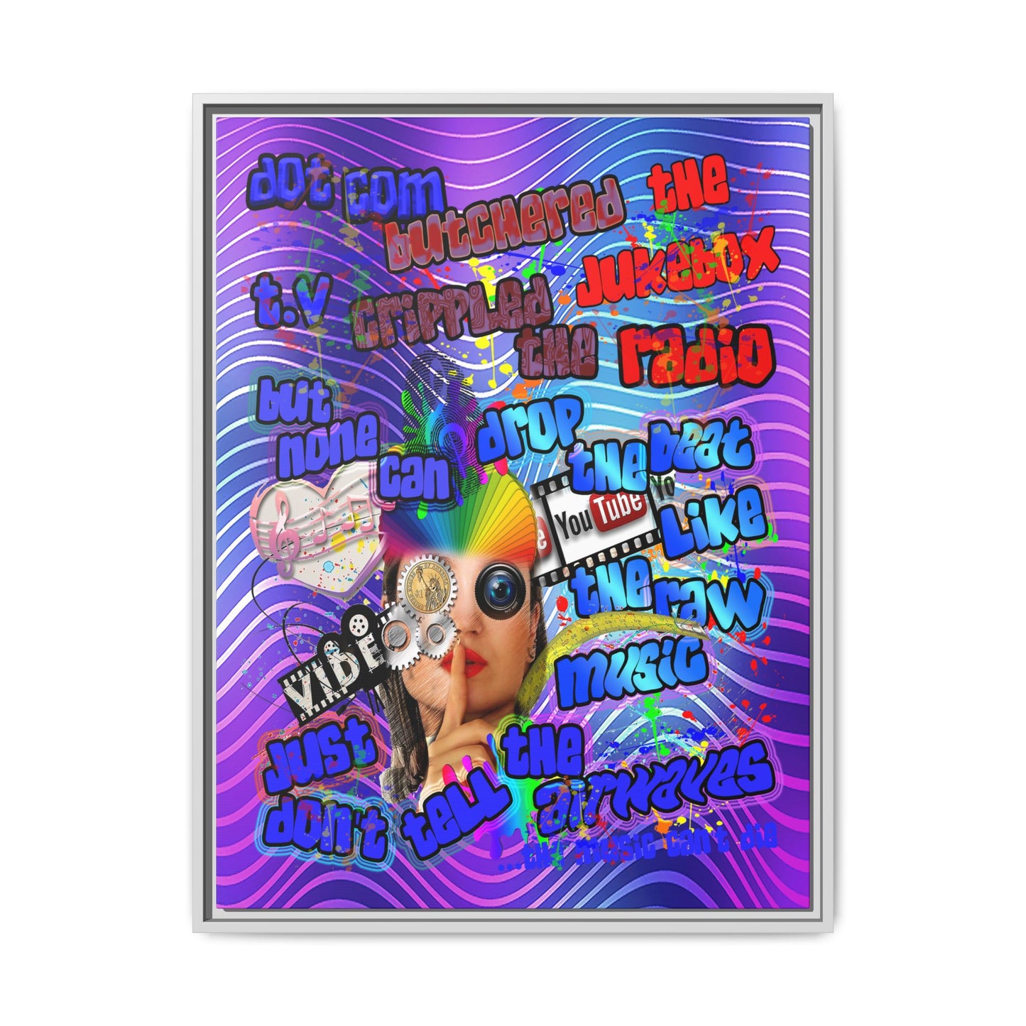 drop the beat - framed canvas art (purple wave)
