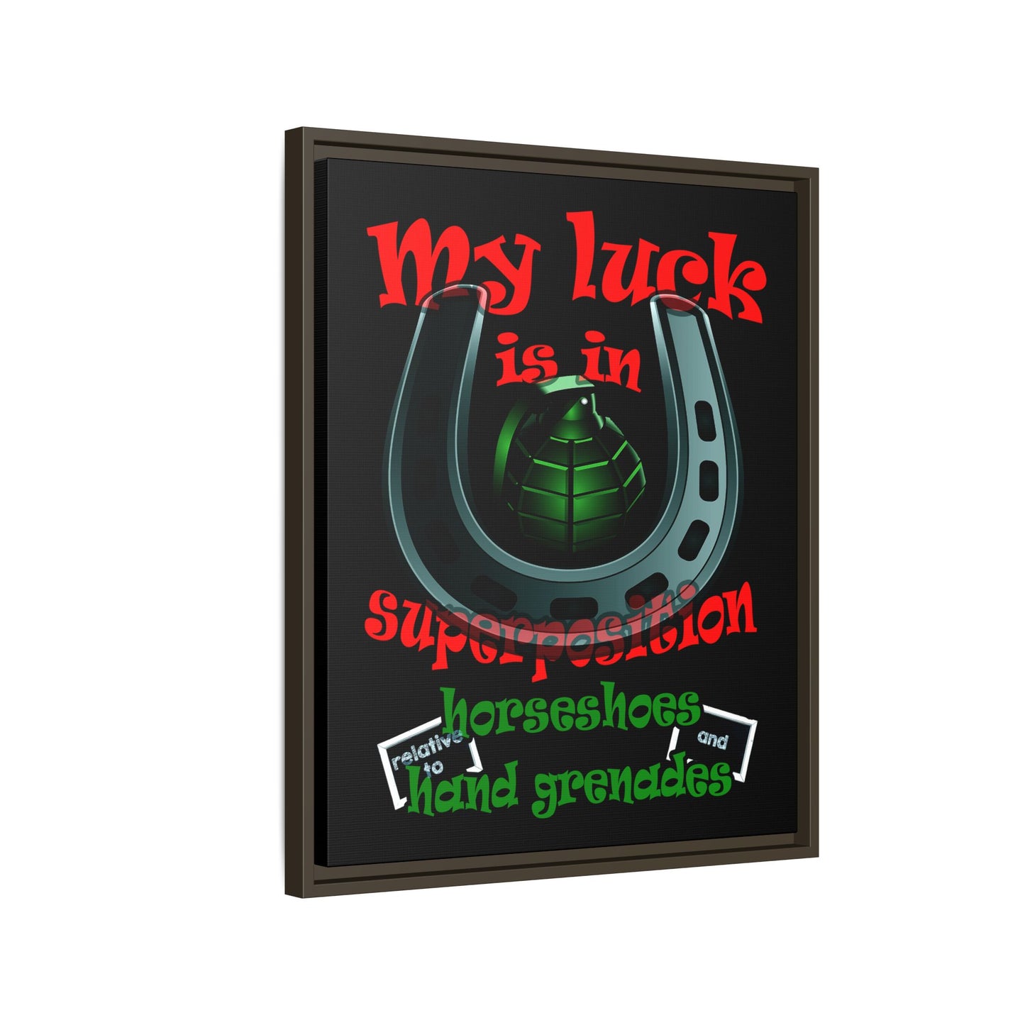 my luck - framed canvas art (black)