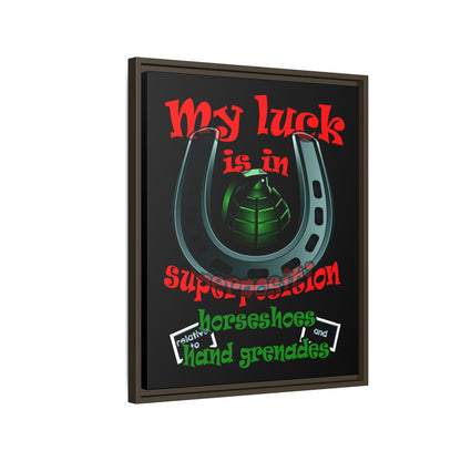 my luck - framed canvas art (black)