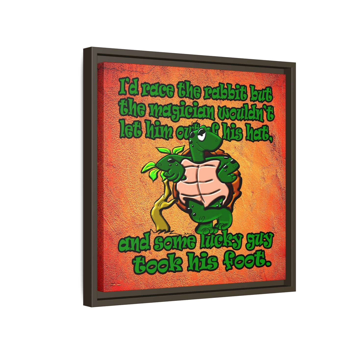 turtle race - framed canvas art (burnt orange)