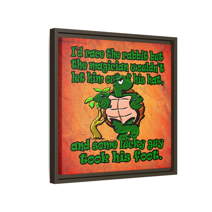 turtle race - framed canvas art (burnt orange)