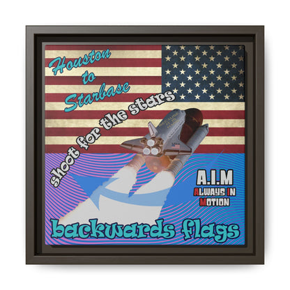shoot for the stars - framed canvas art (light blue-purple wave)