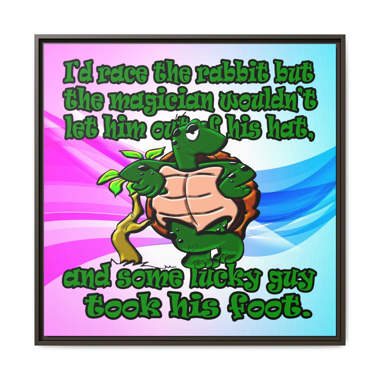 turtle race - framed canvas art (light blue-pink wave)