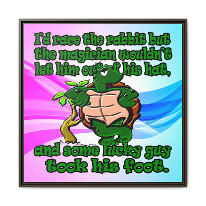 turtle race - framed canvas art (light blue-pink wave)