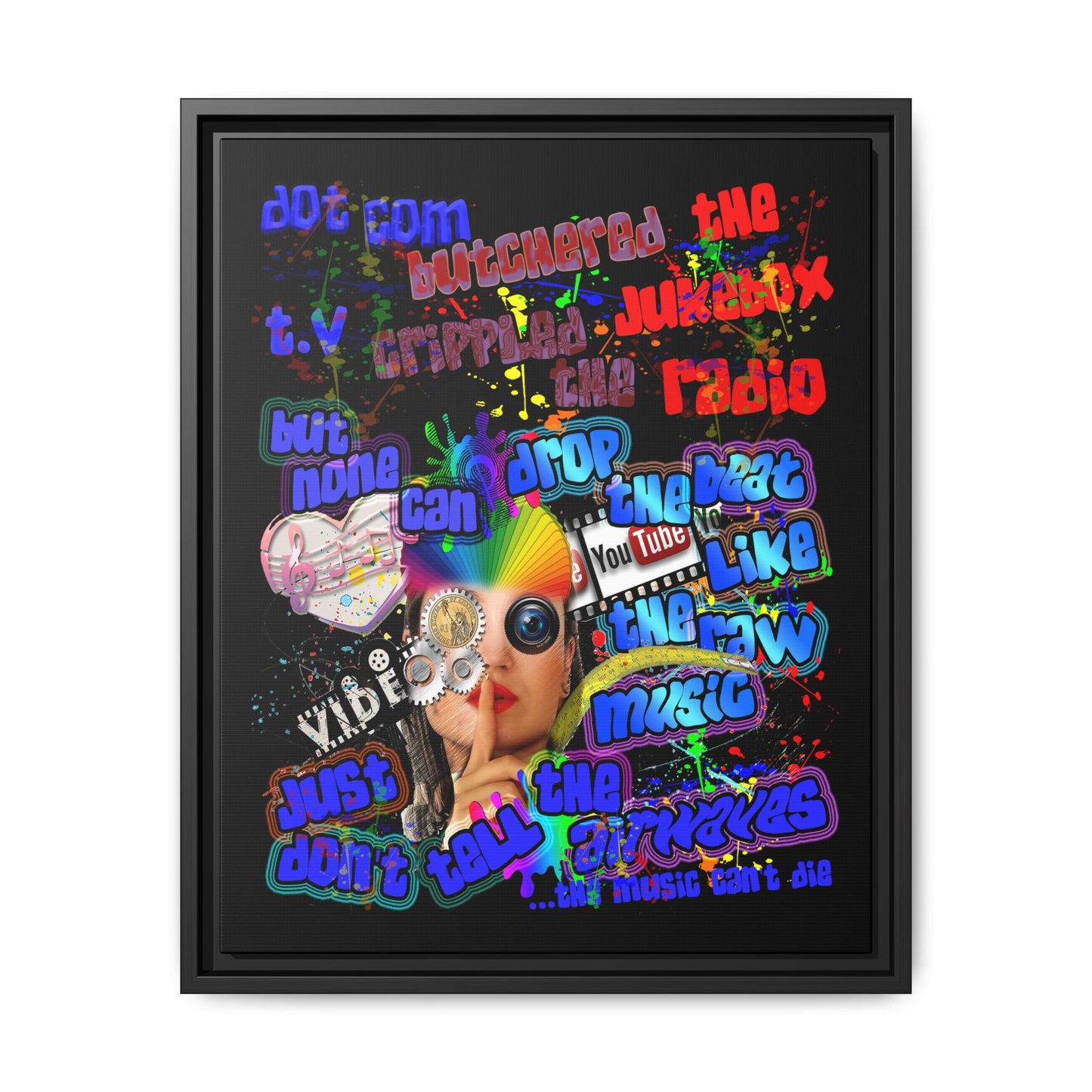 drop the beat - framed canvas art (black)
