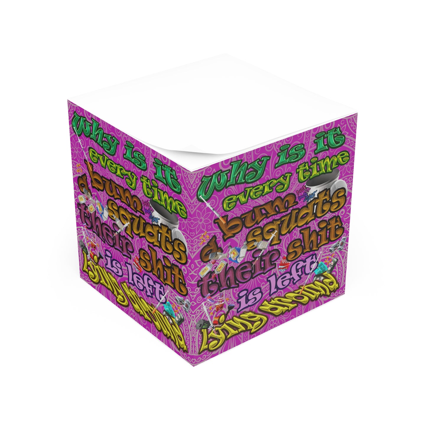 the bum's shit - note cube (pink swirl)