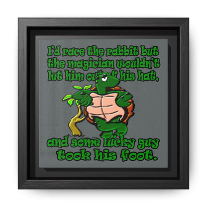 turtle race - framed canvas art (dark grey)