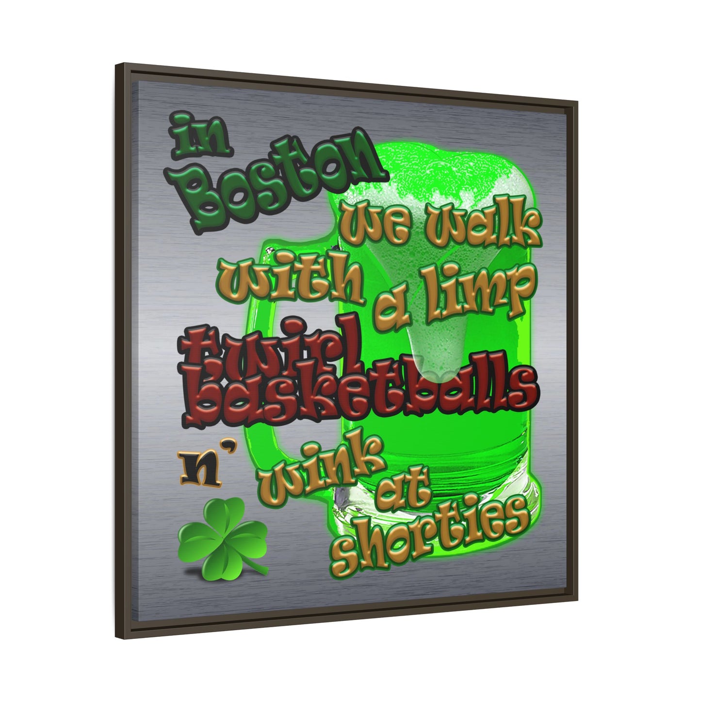 celtics logo - framed canvas art (brushed nickel)