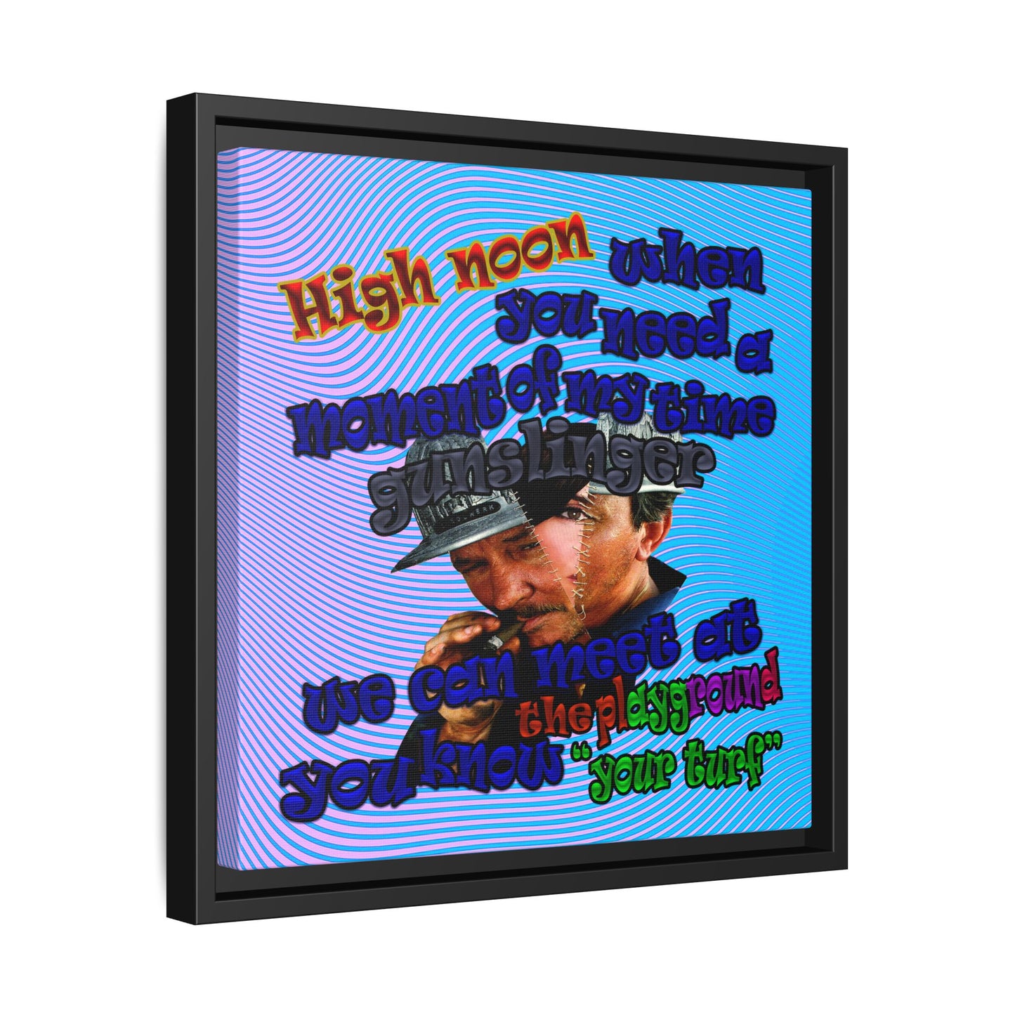 high noon - framed canvas art (light blue-purple wave)